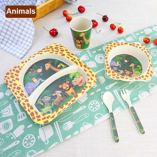 Children Bamboo Fiber Tableware Set (5pcs)