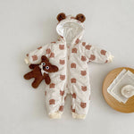 Load image into Gallery viewer, Winter Fleece Bear Print Baby Bodysuit
