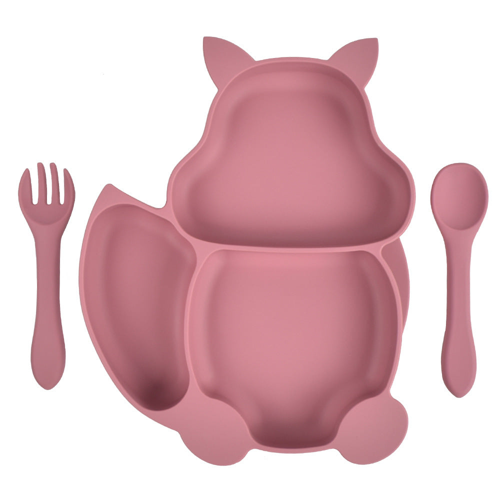 Squirrel Compartment Silicone Tableware Set