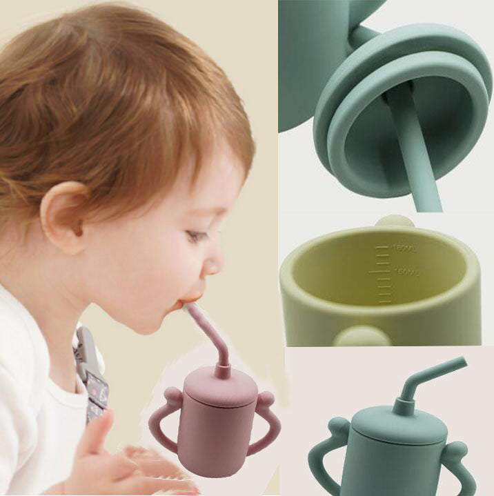 Silicone Straw Training Water Cup