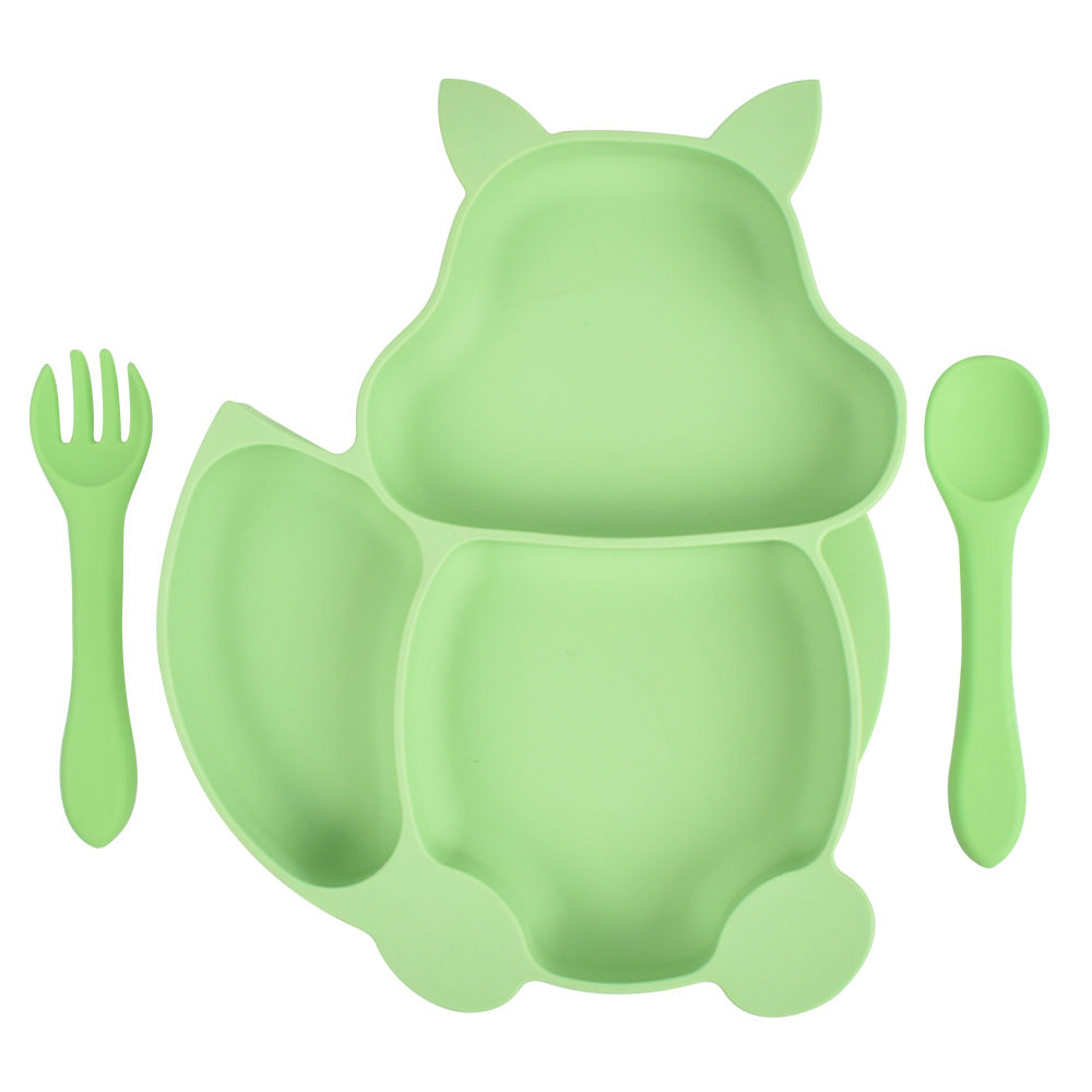 Squirrel Compartment Silicone Tableware Set