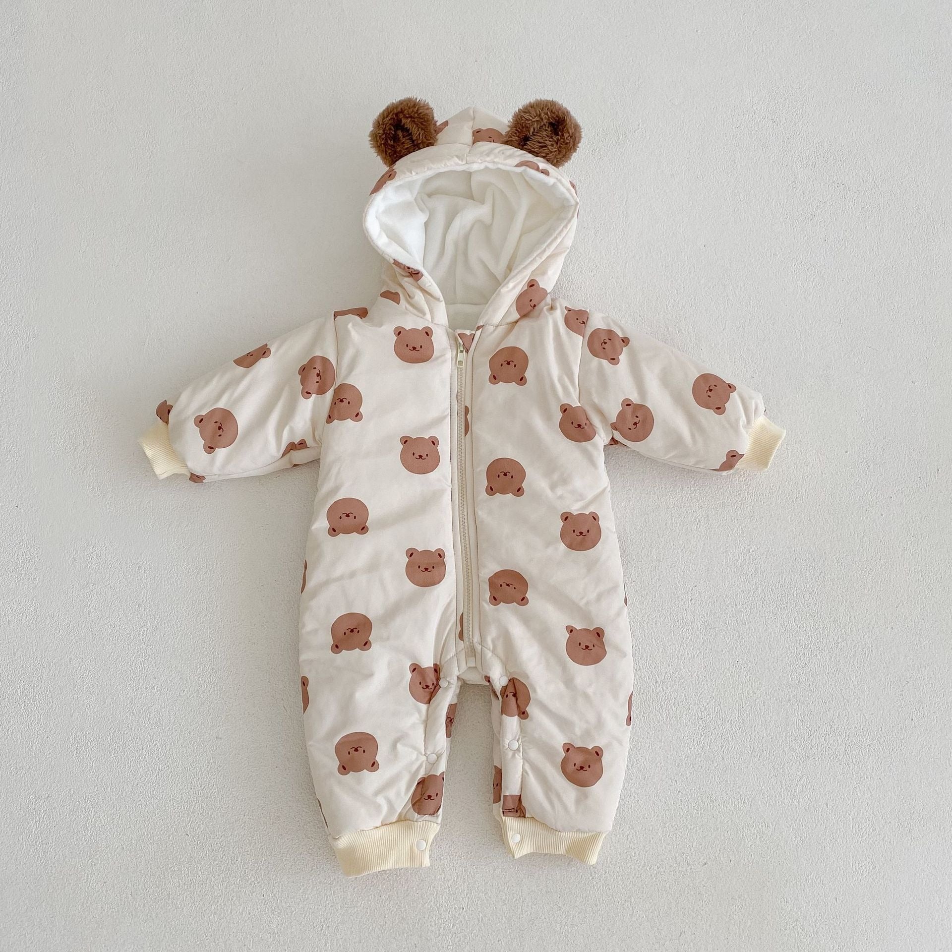 Winter Fleece Bear Print Baby Bodysuit