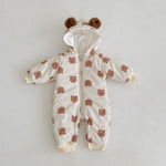 Load image into Gallery viewer, Winter Fleece Bear Print Baby Bodysuit
