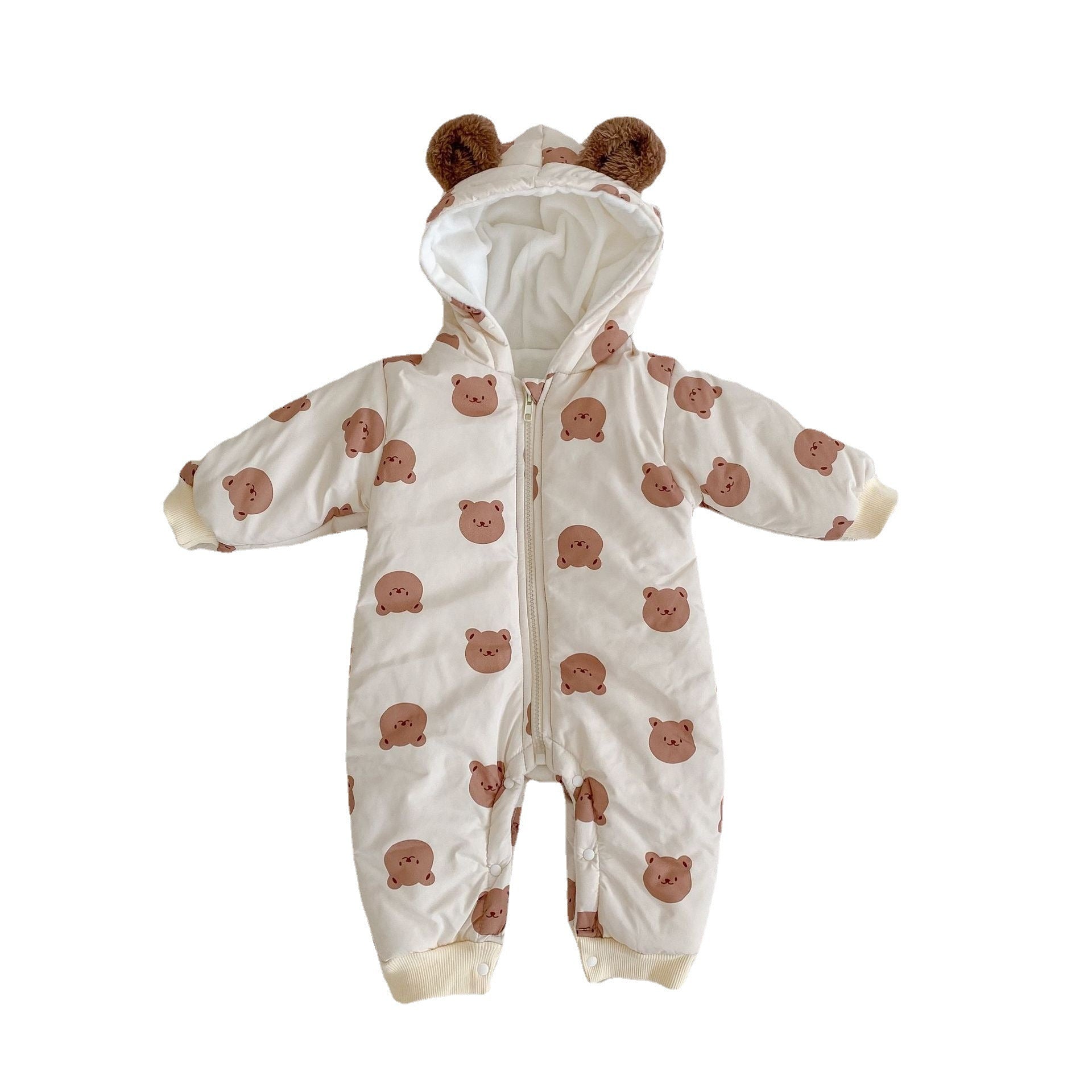 Winter Fleece Bear Print Baby Bodysuit