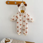 Load image into Gallery viewer, Winter Fleece Bear Print Baby Bodysuit
