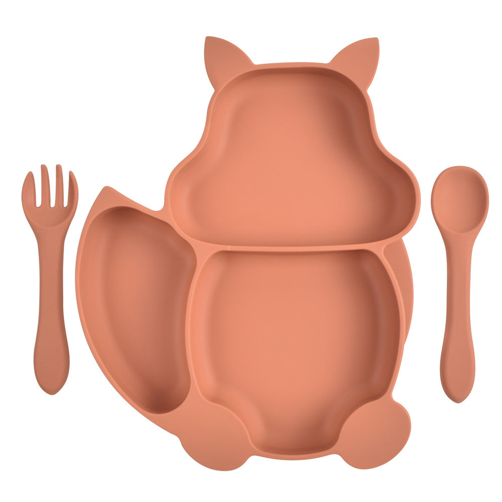 Squirrel Compartment Silicone Tableware Set