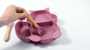 Squirrel Compartment Silicone Tableware Set