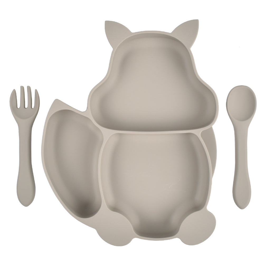 Squirrel Compartment Silicone Tableware Set