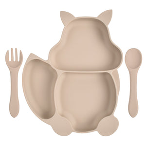 Squirrel Compartment Silicone Tableware Set