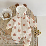 Load image into Gallery viewer, Winter Fleece Bear Print Baby Bodysuit
