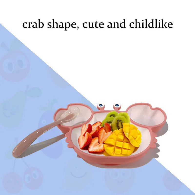 Cartoon Crab Silicone Tableware Set